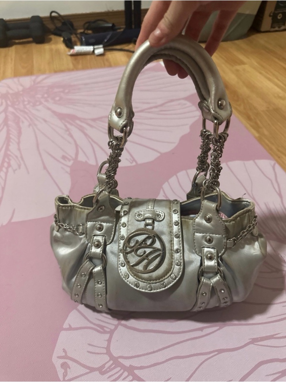 Rare vintage Paris Hilton silver bag